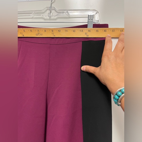 Vintage Maroon/ Black Color Block High Waisted Wide Leg Dress Pants Sz. L - Picture 8 of 9